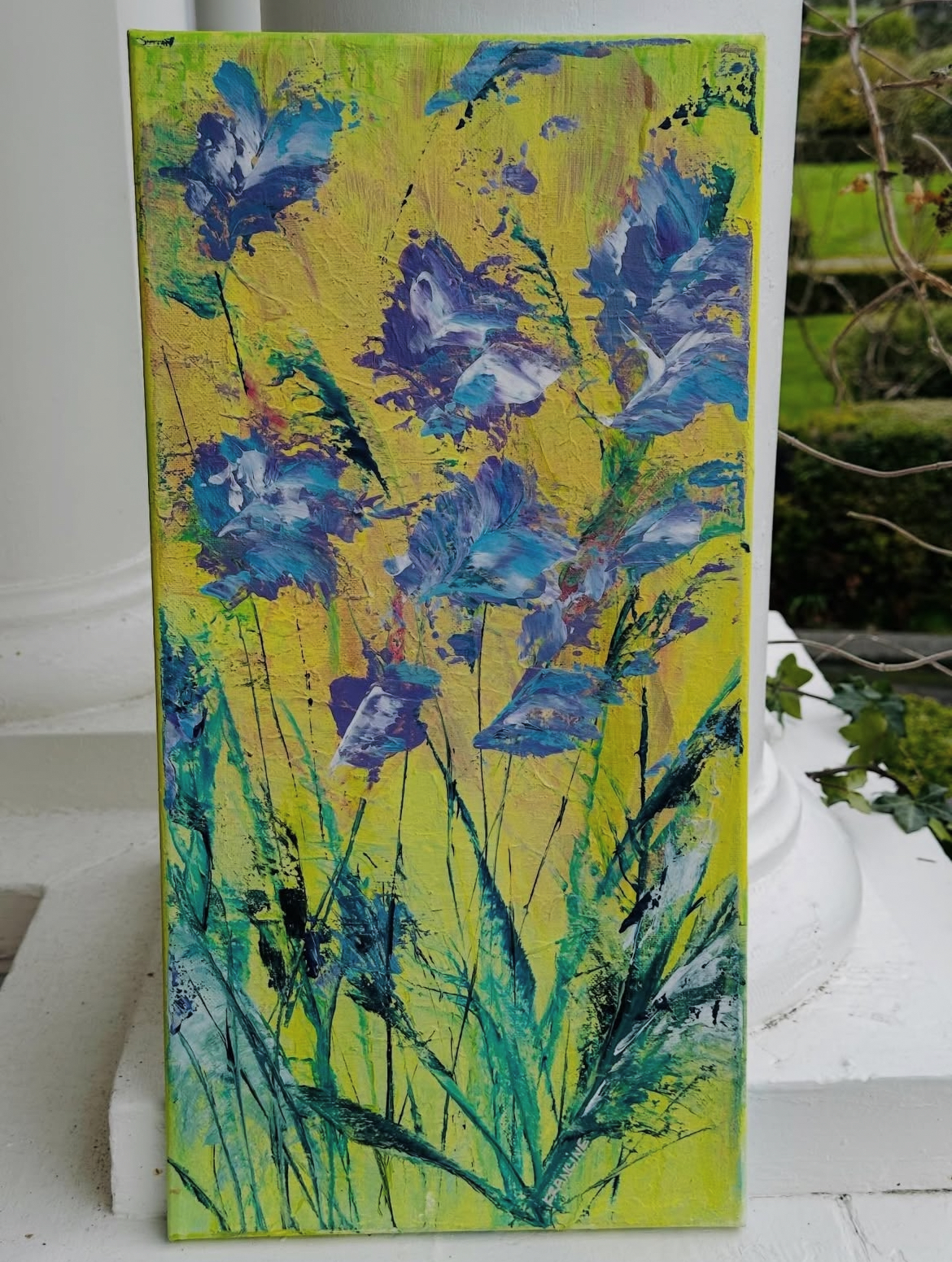 Smiling Iries, 10 x 20 acrylic on canvas